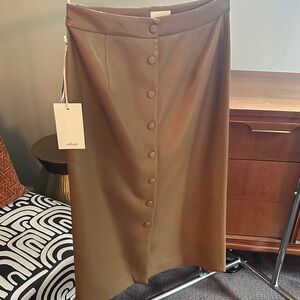 Wilfred Tan Button-Down Midi Skirt NWT
